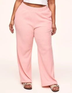 Riley Rib Lounge Pant Plus Pink