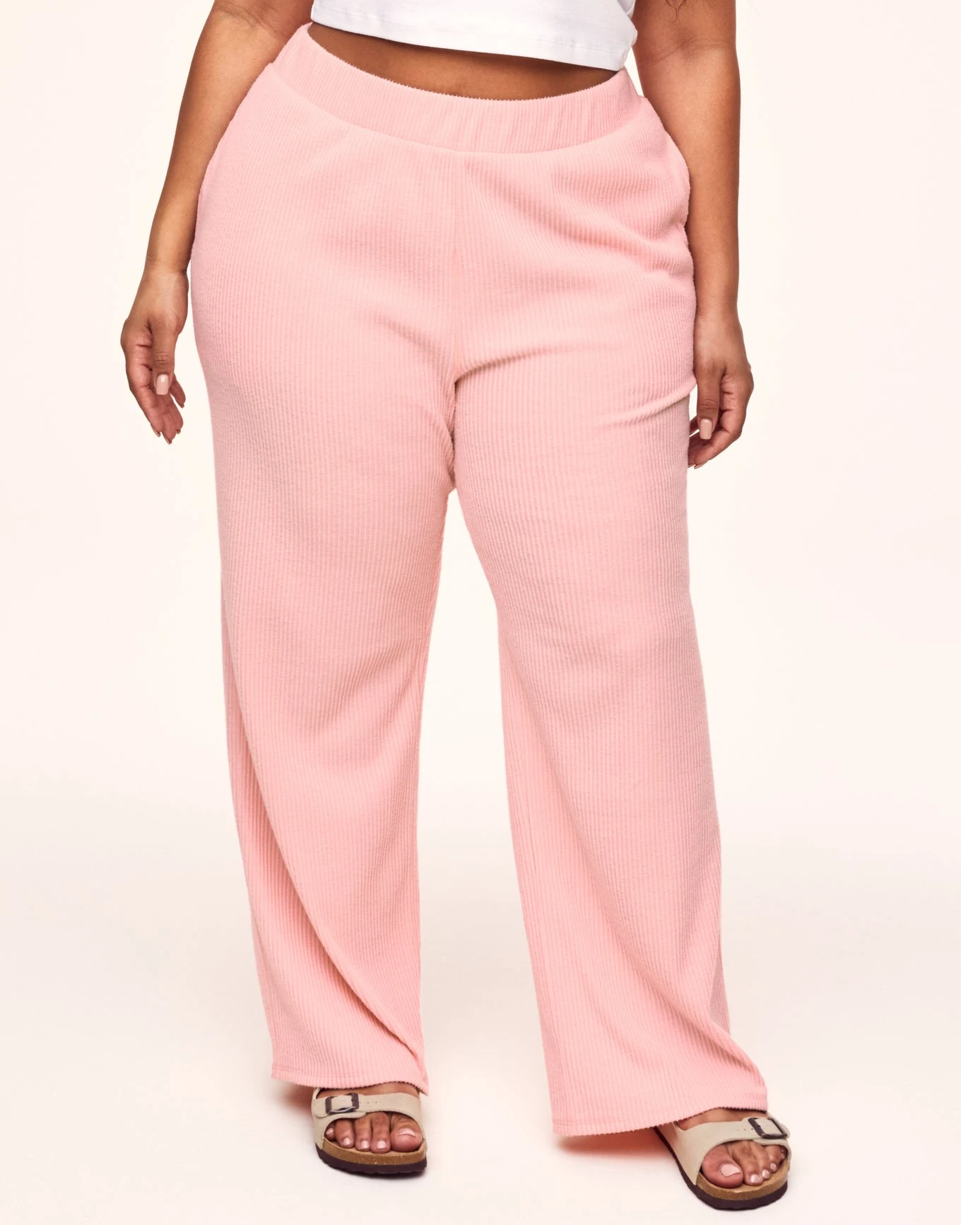 Riley Rib Lounge Pant Plus Pink