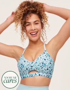 Lotus Low Support Ruched Bra Lined Print