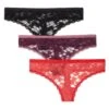 Cori Allover Lace Pack Thong Plus Black